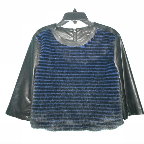 Dance&Marvel Faux Fur and Faux Leather Tee - Picture 1 of 6